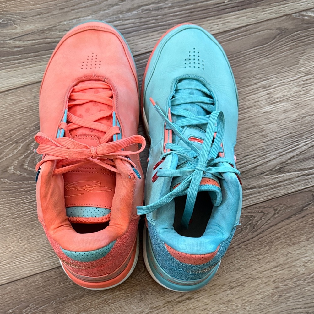 Two-Tone Coral and Aqua Sneakers